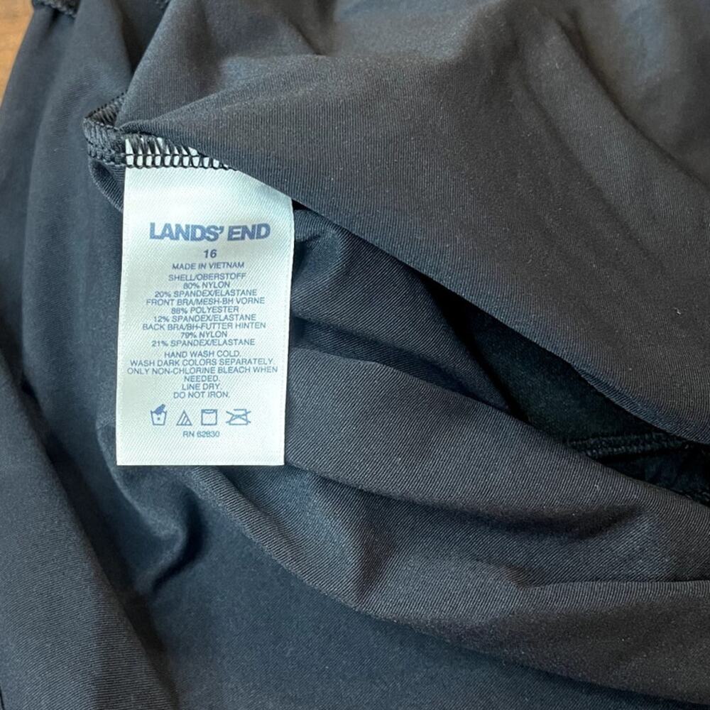 Lands' End Black Keyhole Tankini Swim Top Women Size 16 Padded Adjustable Straps - Picture 3 of 10